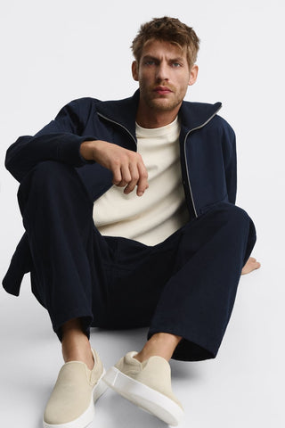 ZR Split-Suede Leather Slip-ons